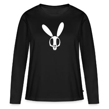 Lapin crâne blanc - T-shirt manches longues Premium bio Femme - noir - Devant - Julia (174cm)