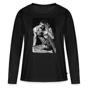 Naked Man with Mustache - Women's Premium Organic Long Sleeve Shirt - black - Front - Julia (174cm)