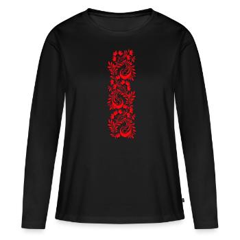 ornement - T-shirt manches longues Premium bio Femme - noir - Devant - Julia (174cm)
