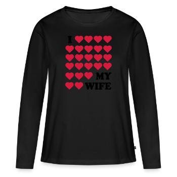 Ehefrau - Frauen Premium Bio Langarmshirt - Schwarz - Vorne - Julia (174cm)