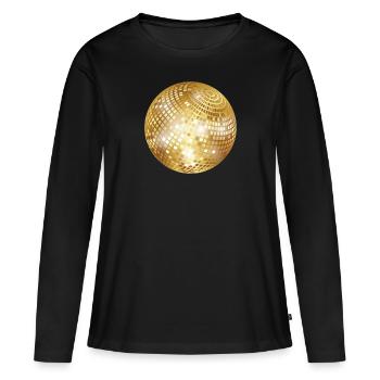 Diskokugel / Spiegelkugel / Disco Ball (Gold, PNG) - Frauen Premium Bio Langarmshirt - Schwarz - Vorne - Julia (174cm)