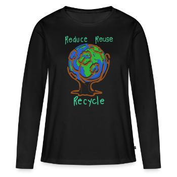 Recyclage Environnement - T-shirt manches longues Premium bio Femme - noir - Devant - Julia (174cm)