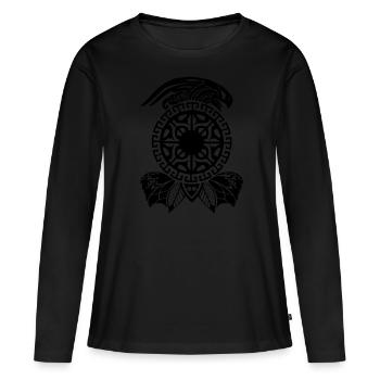 tatouage maori sur t-shirt - T-shirt manches longues Premium bio Femme - noir - Devant - Julia (174cm)
