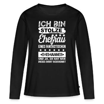 stolze Ehefrau eines tollen Ehemannes - Frauen Premium Bio Langarmshirt - Schwarz - Vorne - Julia (174cm)