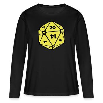 dés 12 pages - T-shirt manches longues Premium bio Femme - noir - Devant - Julia (174cm)