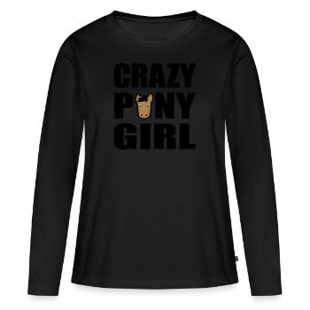 poney - T-shirt manches longues Premium bio Femme - noir - Devant - Julia (174cm)
