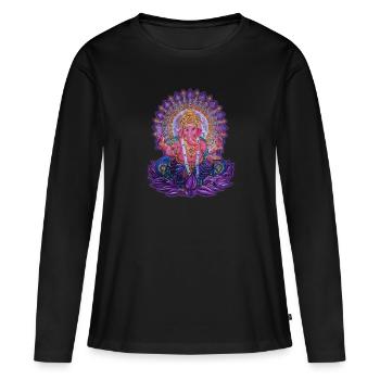 Ganesha 1 - Frauen Premium Bio Langarmshirt - Schwarz - Vorne - Julia (174cm)