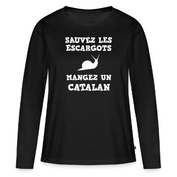 Sauvez les escargots mangez un catalan humour - T-shirt manches longues Premium bio Femme - noir - Devant - Julia (174cm)