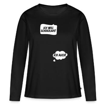 Schwangerschaft verkünden Babybauch schwanger - Frauen Premium Bio Langarmshirt - Schwarz - Vorne - Julia (174cm)