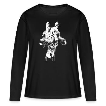 Zoo girafe décontracté Animaux - T-shirt manches longues Premium bio Femme - noir - Devant - Julia (174cm)