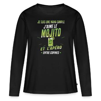 mojito et apéro - T-shirt manches longues Premium bio Femme - noir - Devant - Julia (174cm)
