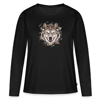 Wolf - T-shirt manches longues Premium bio Femme - noir - Devant - Julia (174cm)