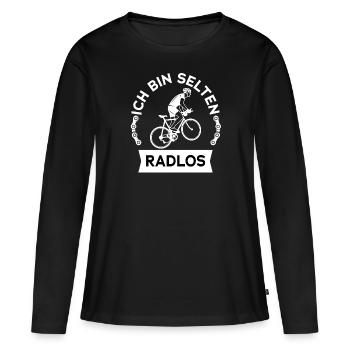 Fahrrad, ich bin selten radlos - Frauen Premium Bio Langarmshirt - Schwarz - Vorne - Julia (174cm)