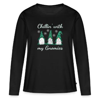 Chillin avec mes gnomies - Gnomes de Noël - T-shirt manches longues Premium bio Femme - noir - Devant - Julia (174cm)