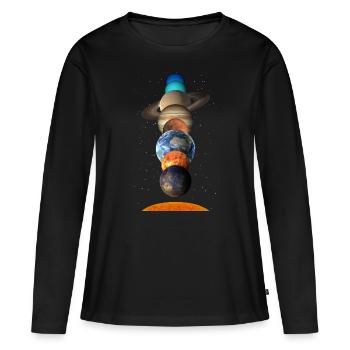 Système solaire - T-shirt manches longues Premium bio Femme - noir - Devant - Julia (174cm)