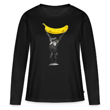 Monkey Banana Ape - Women's Premium Organic Long Sleeve Shirt - black - Front - Julia (174cm)