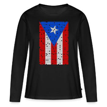 8bit Puerto Rico - Frauen Premium Bio Langarmshirt - Schwarz - Vorne - Julia (174cm)