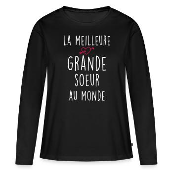 Ma Soeur A Moi Je L'Aime - T-shirt manches longues Premium bio Femme - noir - Devant - Julia (174cm)