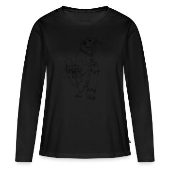 Skater Ratte Hip Hop Rap Skaterratte - Frauen Premium Bio Langarmshirt - Schwarz - Vorne - Julia (174cm)