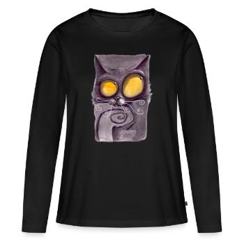 Serial Cat 14 - T-shirt manches longues Premium bio Femme - noir - Devant - Julia (174cm)