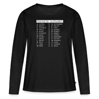 Alphabet phonétique - T-shirt manches longues Premium bio Femme - noir - Devant - Julia (174cm)