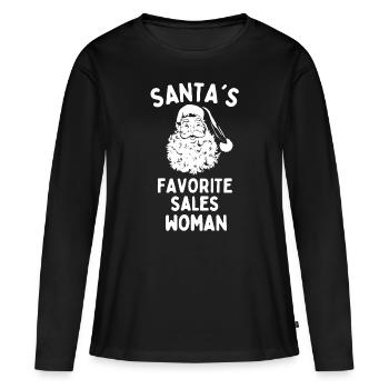 Vendeuse de Noël préférée des pères Noël drôle - T-shirt manches longues Premium bio Femme - noir - Devant - Julia (174cm)