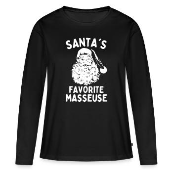 Santas favorite Masseuse funny christmas saying - Women's Premium Organic Long Sleeve Shirt - black - Front - Julia (174cm)