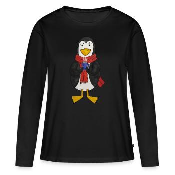 Pingouins Winter cozzy hygge cosy winter time - T-shirt manches longues Premium bio Femme - noir - Devant - Julia (174cm)