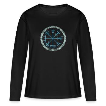 Viking Norse mythology compass Vegvisir - Women's Premium Organic Long Sleeve Shirt - black - Front - Julia (174cm)