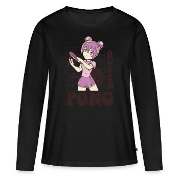Queen Pong Girl Table Tennis Player Girls - Women's Premium Organic Long Sleeve Shirt - black - Front - Julia (174cm)