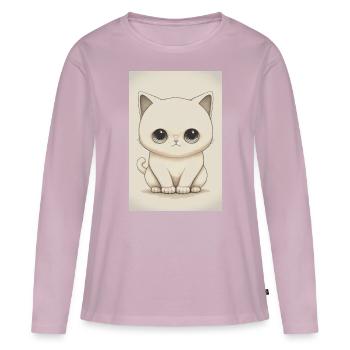 Drawing white kitten - Women's Premium Organic Long Sleeve Shirt - dusky pink - Front - Julia (174cm)