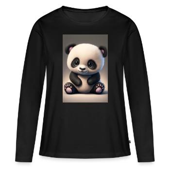 Bébé panda mignon - T-shirt manches longues Premium bio Femme - noir - Devant - Julia (174cm)