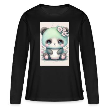 Bébé panda princesse - T-shirt manches longues Premium bio Femme - noir - Devant - Julia (174cm)