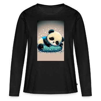 Bébé panda dodo - T-shirt manches longues Premium bio Femme - noir - Devant - Julia (174cm)