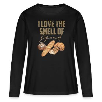 Brotbacken Ich liebe den Geruch von frischem Brotliebhaber - Frauen Premium Bio Langarmshirt - Schwarz - Vorne - Julia (174cm)