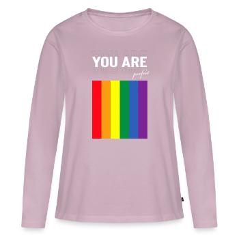 LGBTQ Vous êtes un design parfait - T-shirt manches longues Premium bio Femme - rose poudré - Devant - Julia (174cm)