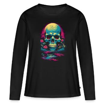 Retro Skull Head - Women's Premium Organic Long Sleeve Shirt - black - Front - Julia (174cm)
