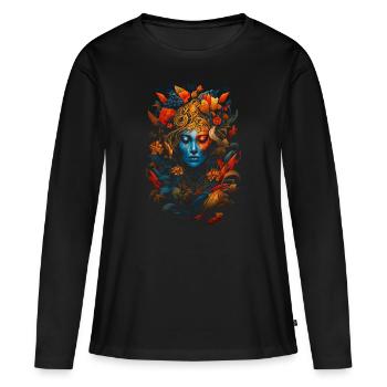 one of a kind style, flowers, women - Women's Premium Organic Long Sleeve Shirt - black - Front - Julia (174cm)