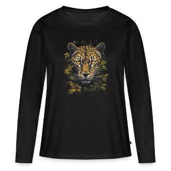 Leopard - Women's Premium Organic Long Sleeve Shirt - black - Front - Julia (174cm)