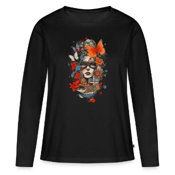 one of a kind, flowers and women - Women's Premium Organic Long Sleeve Shirt - black - Front - Julia (174cm)