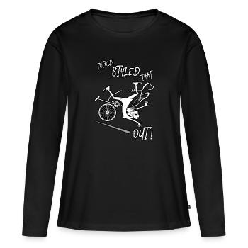 Drôle D’accident De Vélo, Accident De Vélo, Cycliste Fille - T-shirt manches longues Premium bio Femme - noir - Devant - Julia (174cm)
