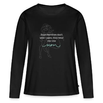 Maman super-héroïne - T-shirt manches longues Premium bio Femme - noir - Devant - Julia (174cm)