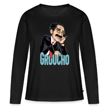 GROUCHO Le grand comédien du XXe siècle - T-shirt manches longues Premium bio Femme - noir - Devant - Julia (174cm)