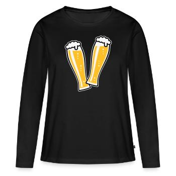 2 Weißbiergläser Stoßen An (Bier Weizenbier / 3C) - Frauen Premium Bio Langarmshirt - Schwarz - Vorne - Julia (174cm)