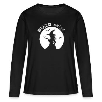 Halloween Hexen Mama (Weiß) - Frauen Premium Bio Langarmshirt - Schwarz - Vorne - Julia (174cm)