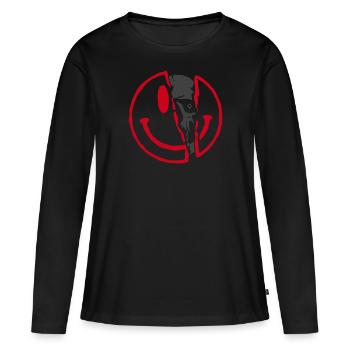 Sourire brisé - T-shirt manches longues Premium bio Femme - noir - Devant - Julia (174cm)