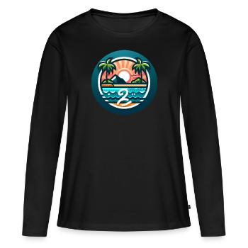 Palm Island coloré Offliner - T-shirt manches longues Premium bio Femme - noir - Devant - Julia (174cm)