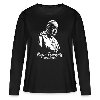 Pape François - Saint-Père - T-shirt manches longues Premium bio Femme - noir - Devant - Julia (174cm)