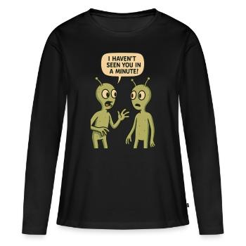 Je ne t’ai pas vu depuis une minute (Aliens) - T-shirt manches longues Premium bio Femme - noir - Devant - Julia (174cm)