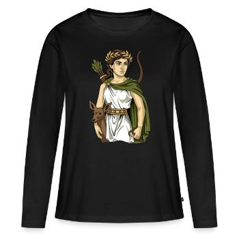 Armoise - T-shirt manches longues Premium bio Femme - noir - Devant - Julia (174cm)